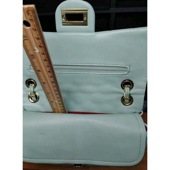 New Mint Green Chic Quilted Cross body Flap Shoulder Hand Bag Chain Strap Waffle - Picture 4 of 10